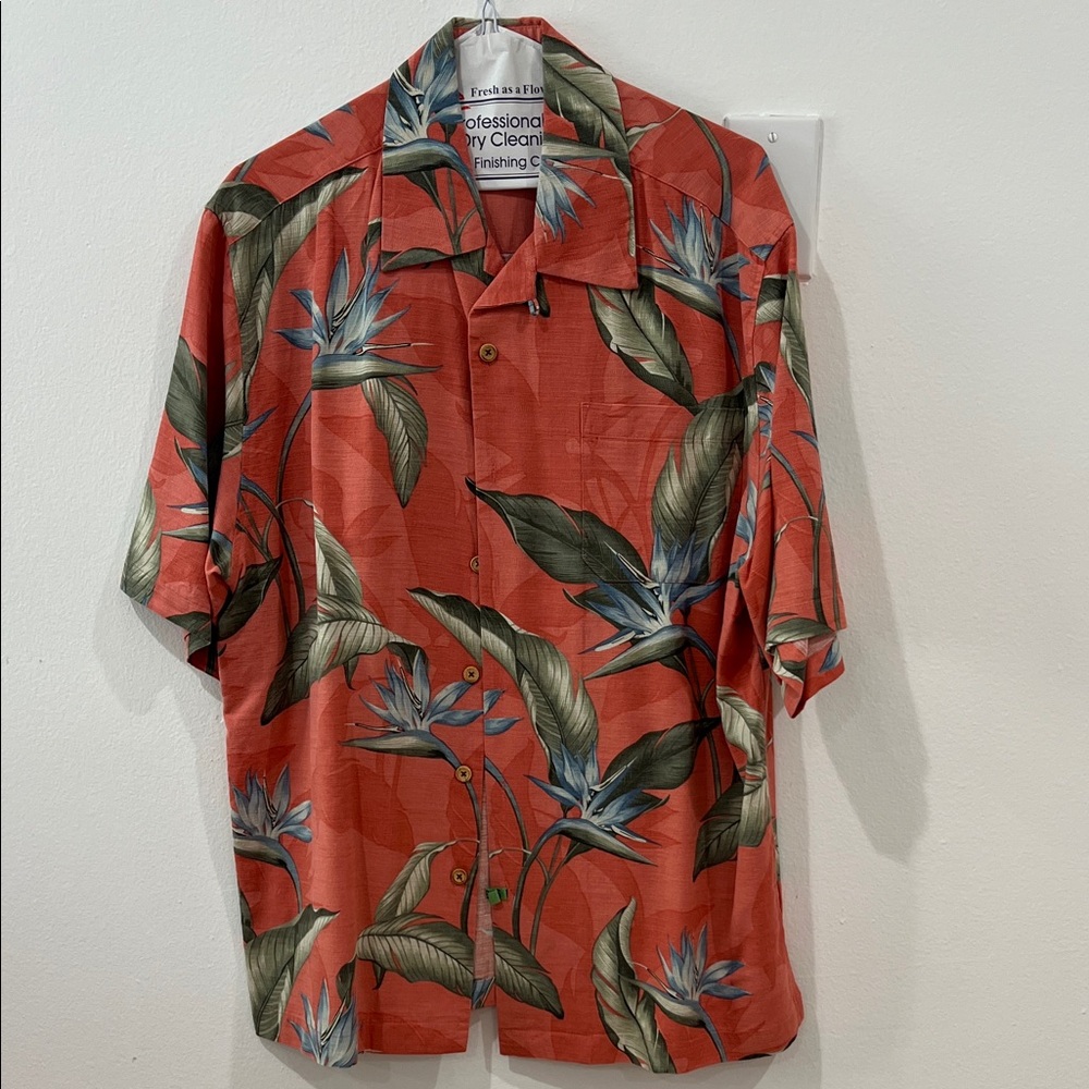 Jamaica Jaxx Rust Tropical Floral Button-Front Camp Shirt